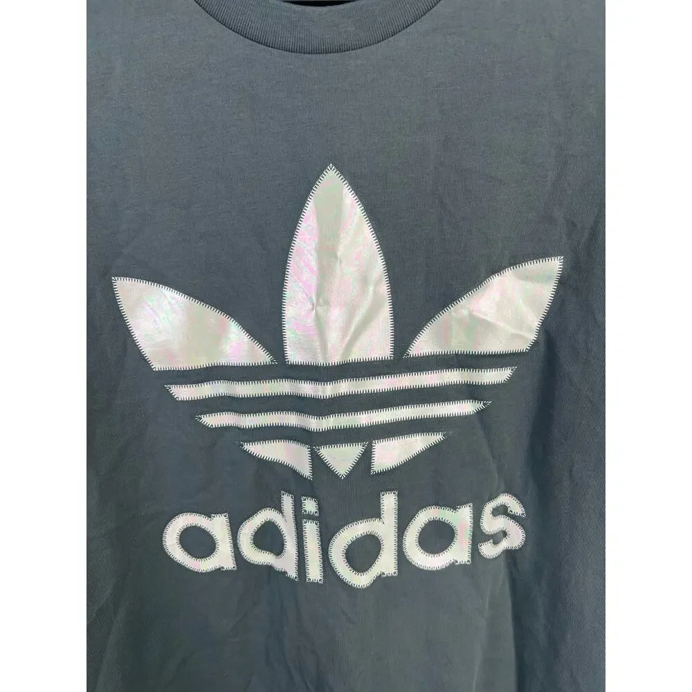 Men's Adidas Gray Holo Trefoil Logo T-Shirt Medium